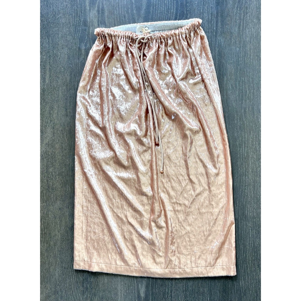 ALYSI chocolat NWT New Midi Skirt Textured Gonna Velvet Effect Skirt Pink 4